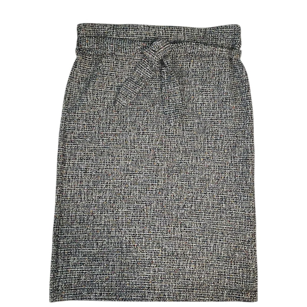 Loft Outlet Tweed Pencil Skirt with Waist Tie Size M Black and White
